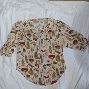 Floral Print Button-Up Blouse